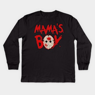 Mama's Boy Funny Horror Slasher Movie Meme Gift For Boys Kids Long Sleeve T-Shirt